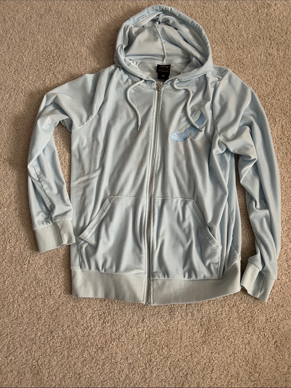 Light Blue Disney Zip-Up Hoodie with Hood and Pockets